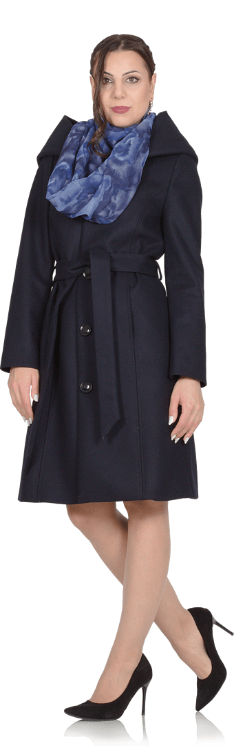 Вълнено зимно палто с обенма качулка