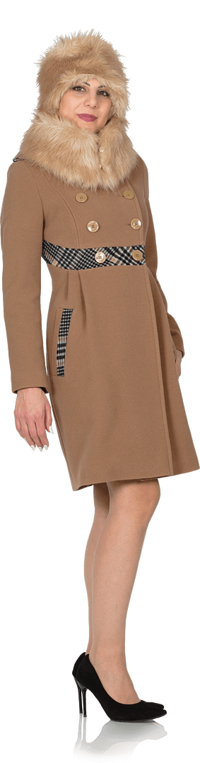 Дамско вълнено палто с акценти