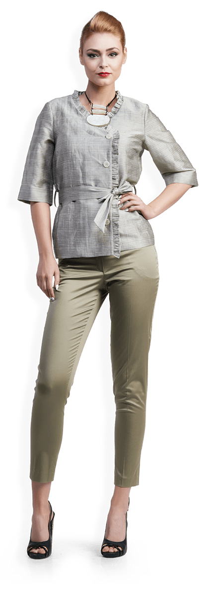 Дамска блуза и сатенен панталон в каки