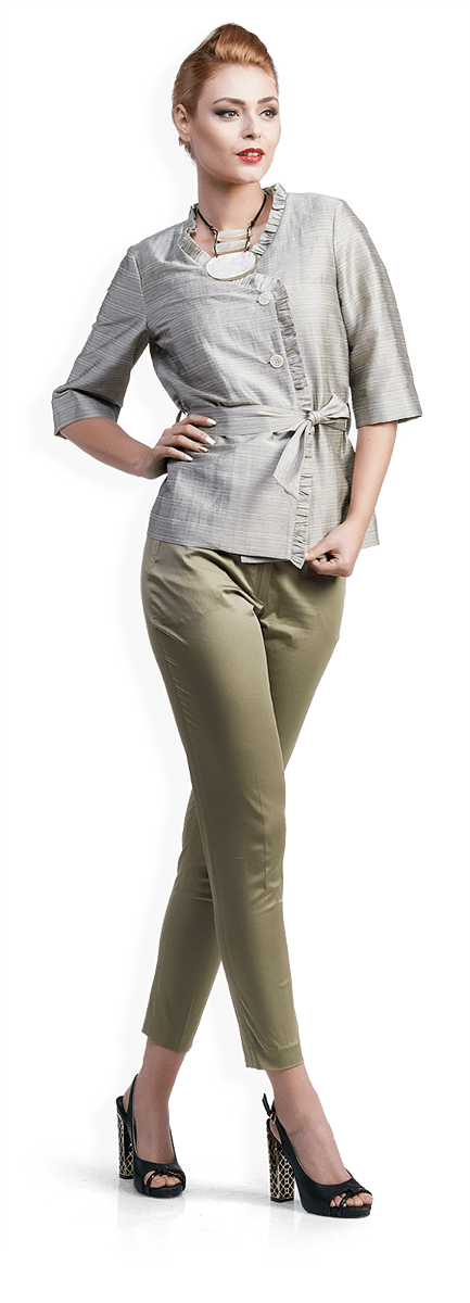 Дамска блуза и сатенен панталон в каки