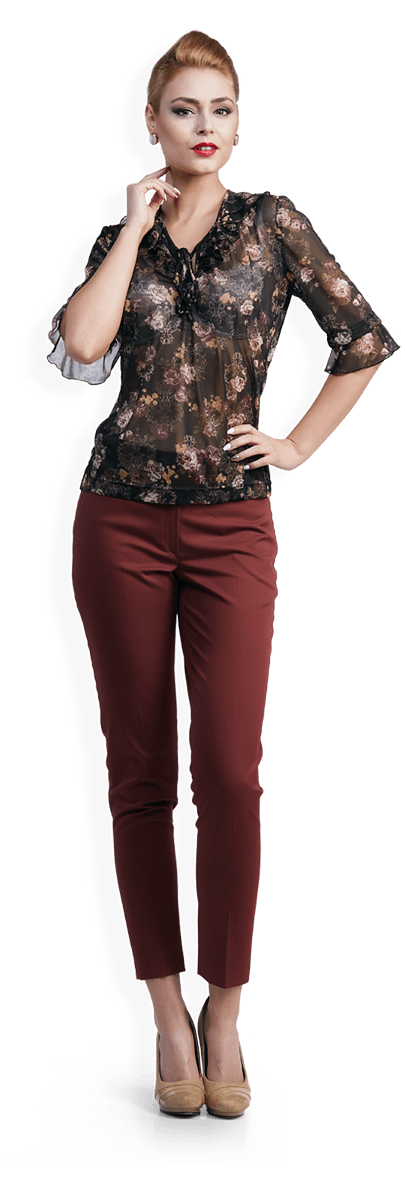 Ефирна блуза и панталон в бордо