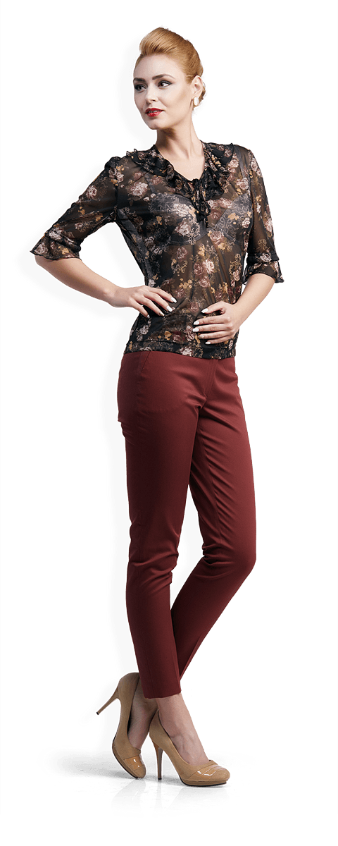 Ефирна блуза и панталон в бордо