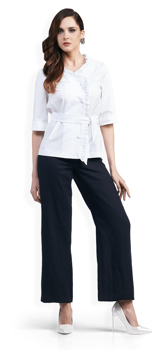 Асиметрична блуза и панталон от лен