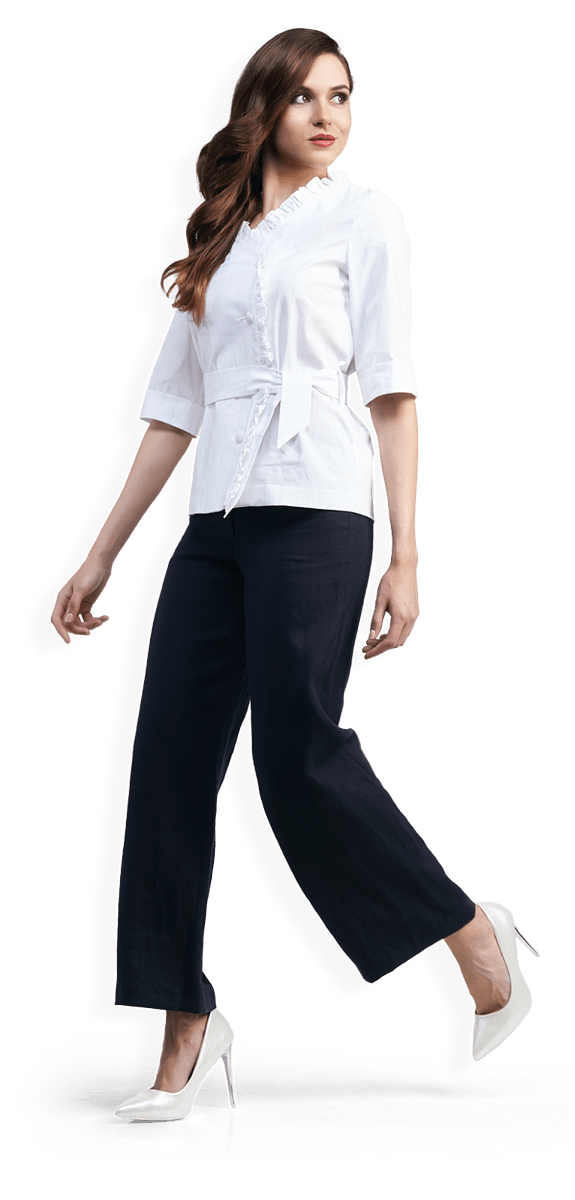 Асиметрична блуза и панталон от лен