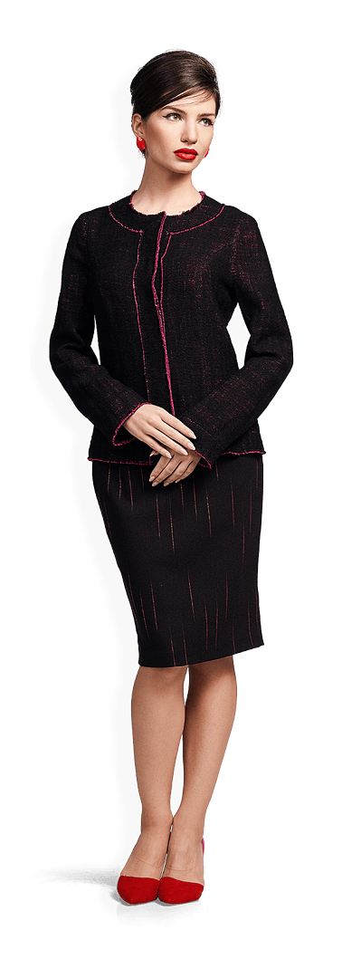 Елегантно двуслойно сако и пола с розови акценти