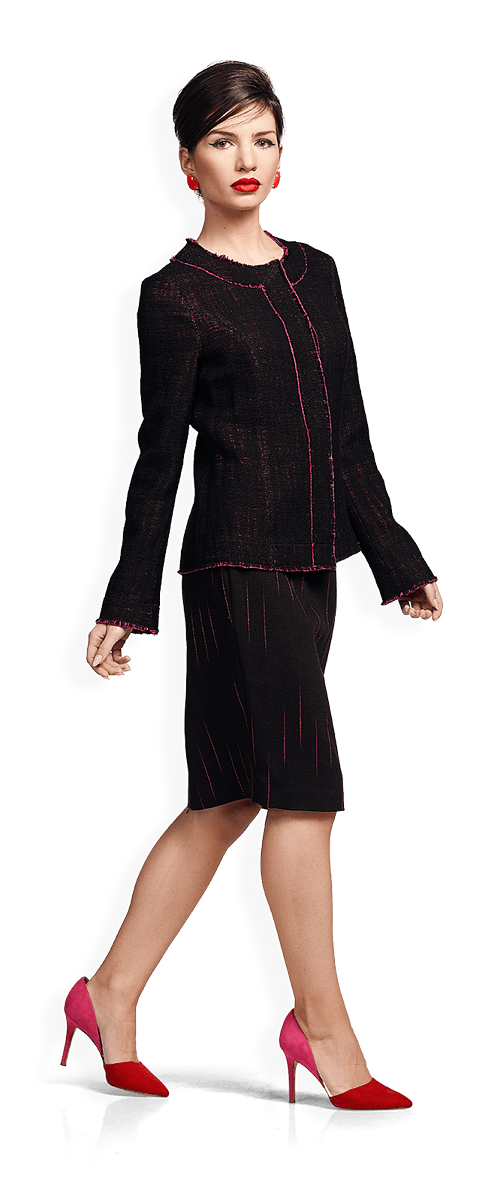 Елегантно двуслойно сако и пола с розови акценти