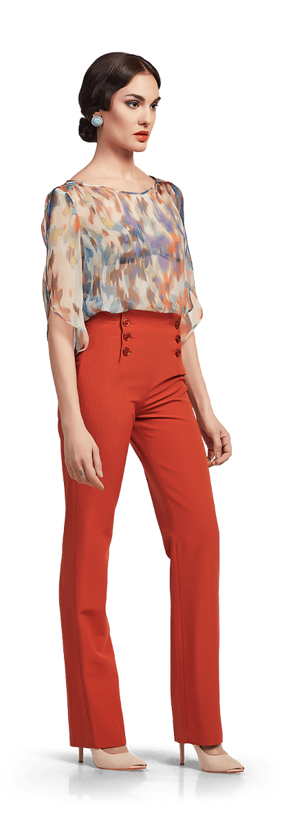 Копринена блуза и дамски панталон в цвят брик