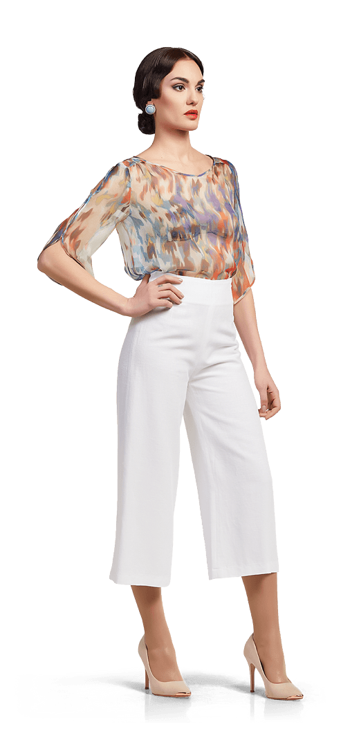 Копринена блуза и панталон от лен