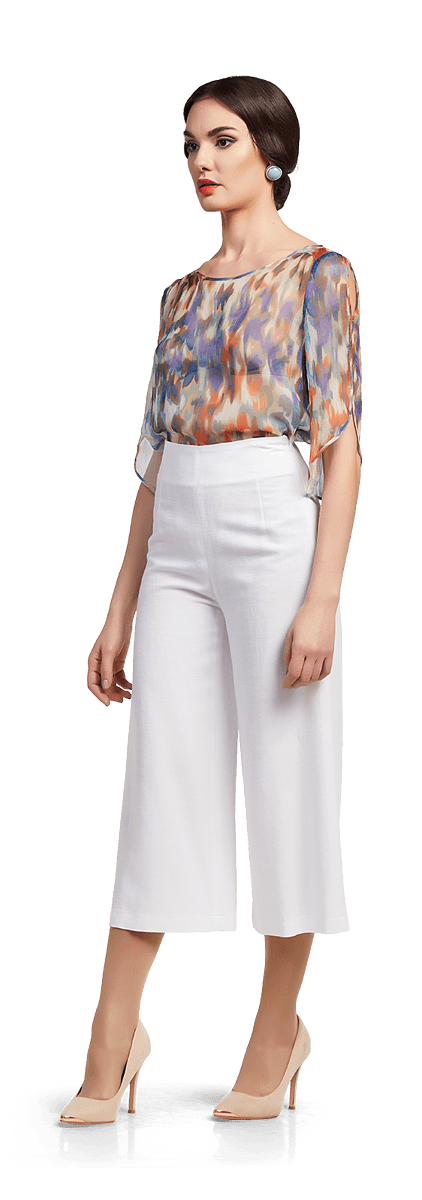 Копринена блуза и панталон от лен