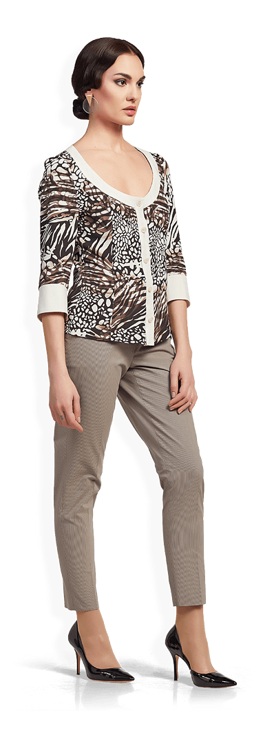 Сако с овално деколте и памучен раиран панталон