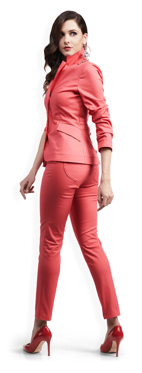 Дамски костюм от памук в червено