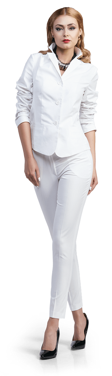 Дамски костюм от памук в бяло