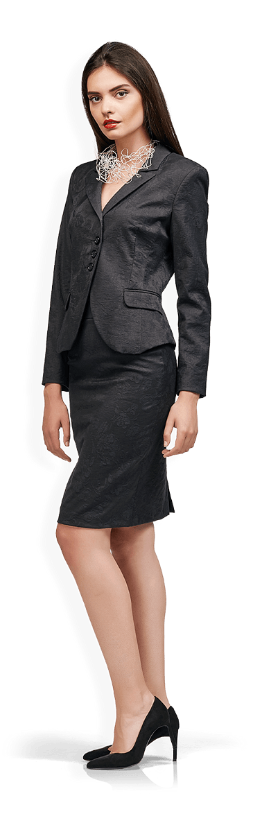 Дамски костюм от сако и пола в черно