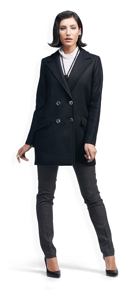 Класическо късо палто в черно