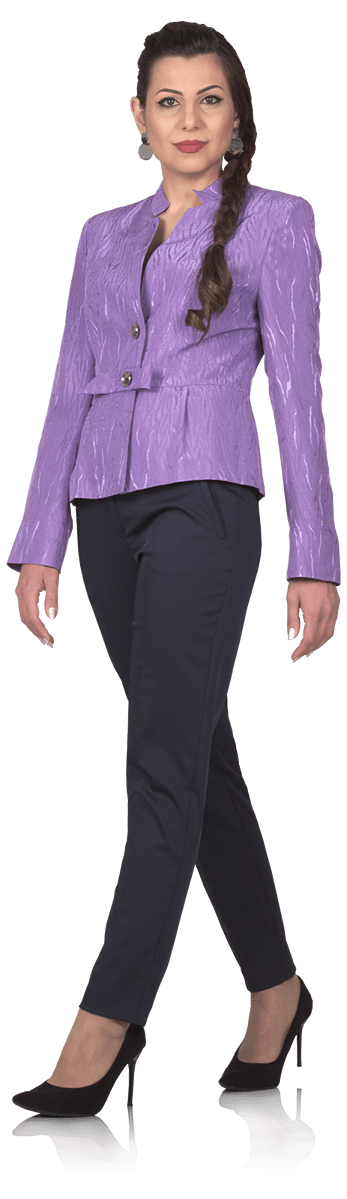 Дамско сако с ефектно закопчване и прав панталон