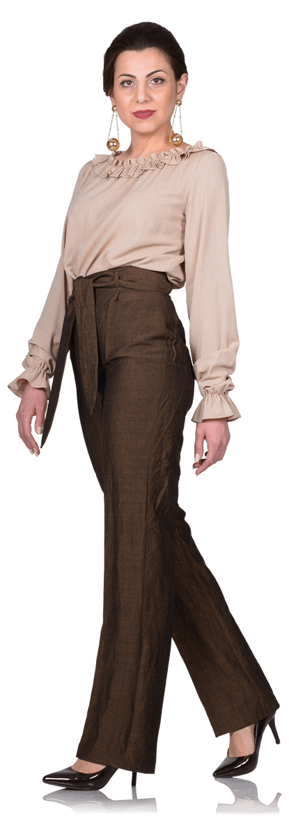 Елегантна блуза и панталон с висока от ленена смес