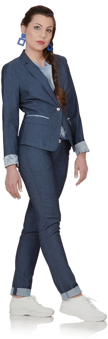 Дамско сако и панталон от еластичен деним