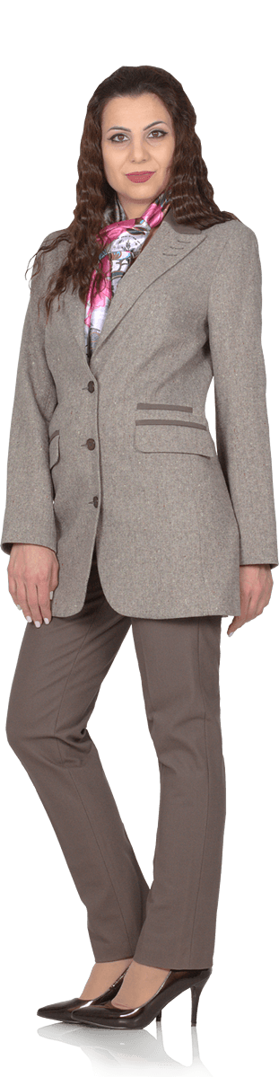 Класическо сако с удължен силует и плътен памучен панталон