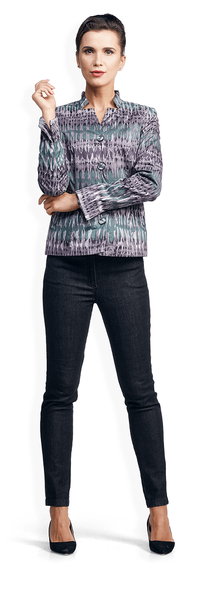 Дамско сако с вата и дънков черен панталон