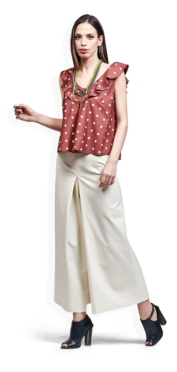 Елегантен топ и пола панталон в екрю