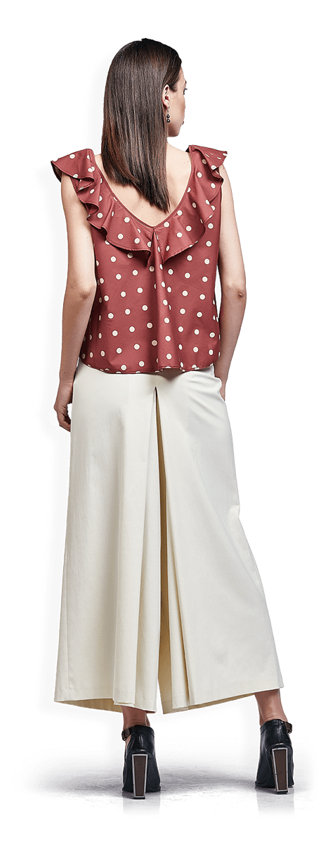 Елегантен топ и пола панталон в екрю