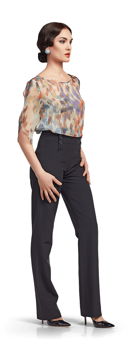 Копринена блуза и прав панталон