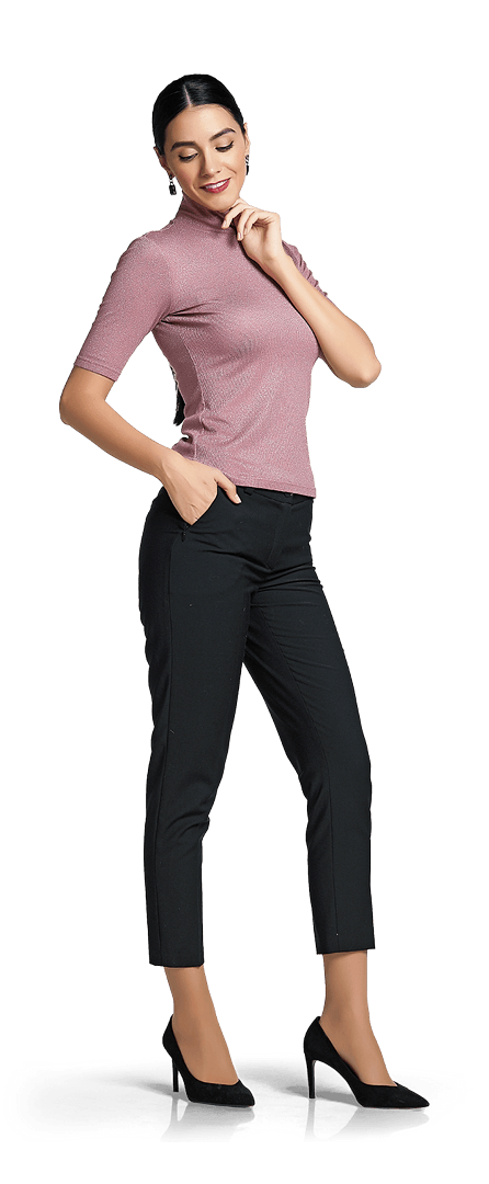 Блуза с блясък и прав панталон