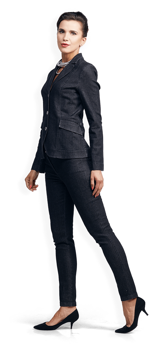 Сако и панталон от деним в черно