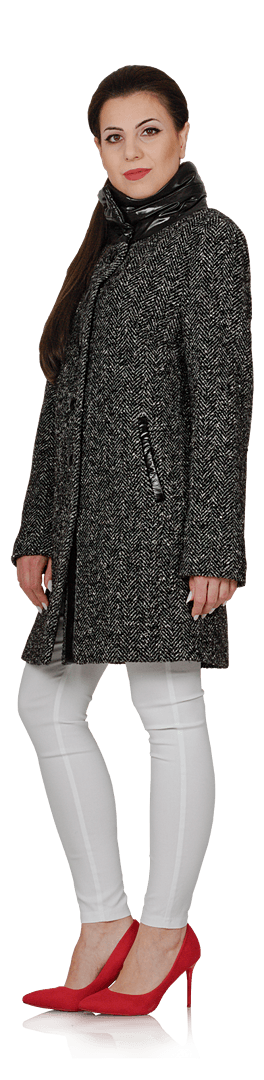 Вълнено палто с десен рибена кост