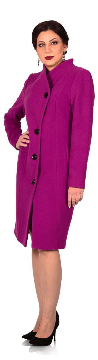 Вълнено палто в цвят магента
