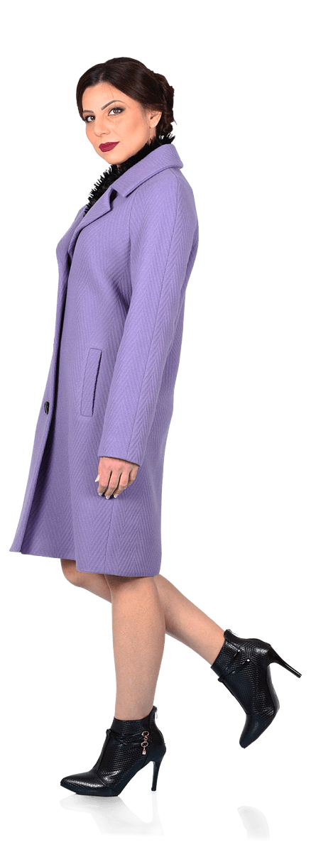 Вълнено палто в цвят люляк