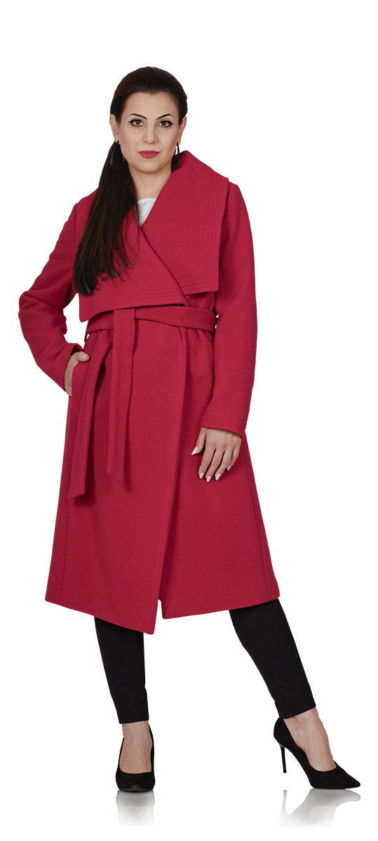 Елегантно дамско палто с колан