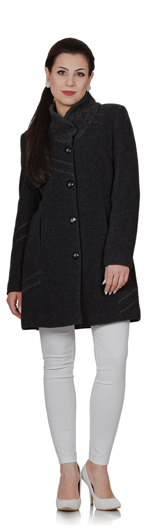 Вълнено палто с декоративни елементи