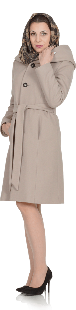 Вълнено зимно палто с обенма качулка