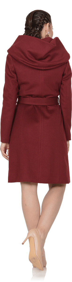 Вълнено зимно палто с обенма качулка