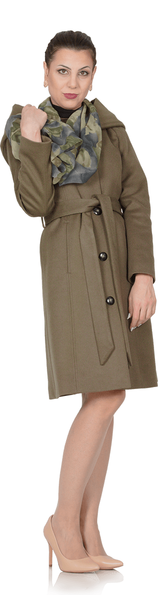 Вълнено зимно палто с обенма качулка