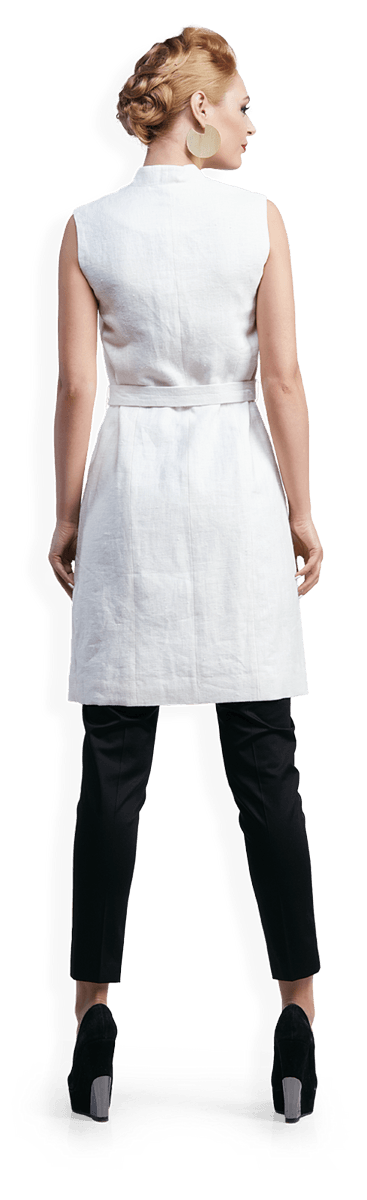 Ленено манто без ръкави в бяло