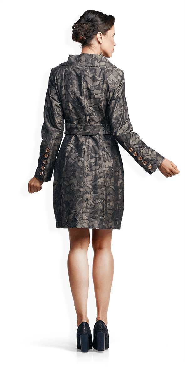 Кафяво манто с флорален десен