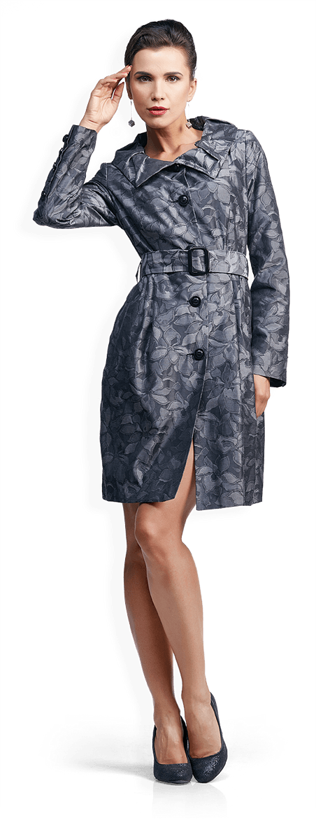 Сиво манто с флорален десен