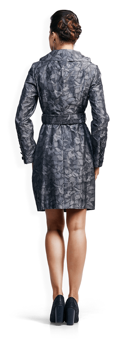 Сиво манто с флорален десен