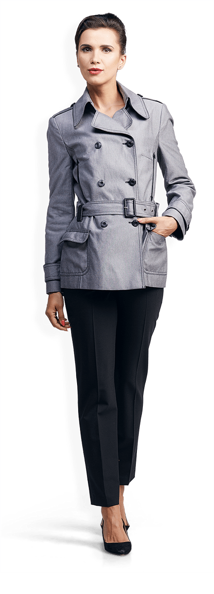 Къс дамски шлифер в сиво