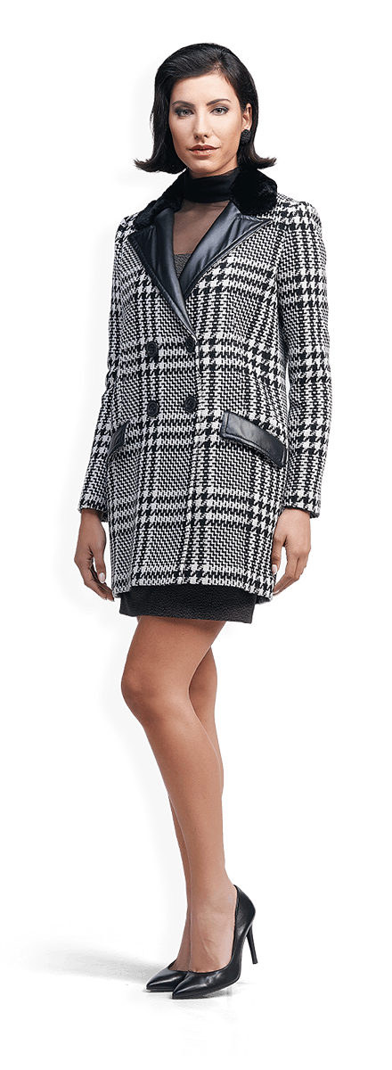 Карирано зимно палто