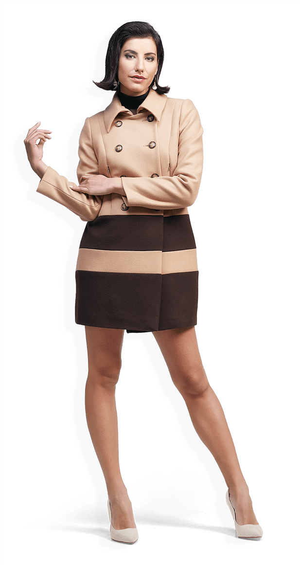 Кокетно вълнено палто в бежово