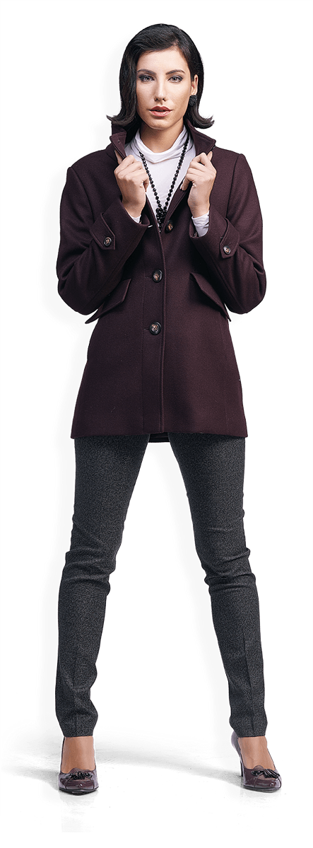 Класическо вълнено палто в бордо