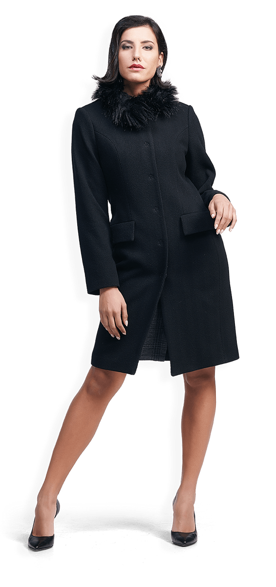 Стилно зимно палто в черно