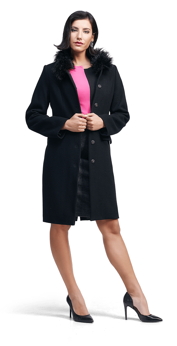 Стилно зимно палто в черно