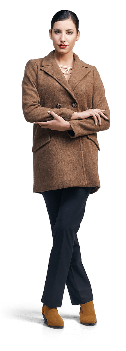 Дамско вълнено палто в светлокафяво