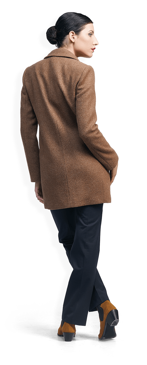 Дамско вълнено палто в светлокафяво