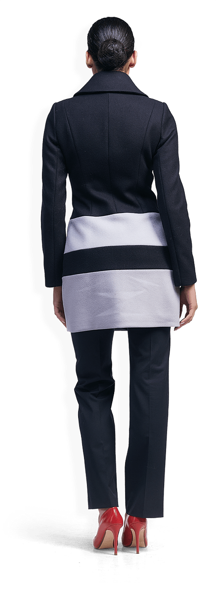 Кокетно зимно палто в тъмносиньо