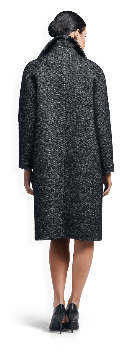 Дълго вълнено палто в тъмен меланж